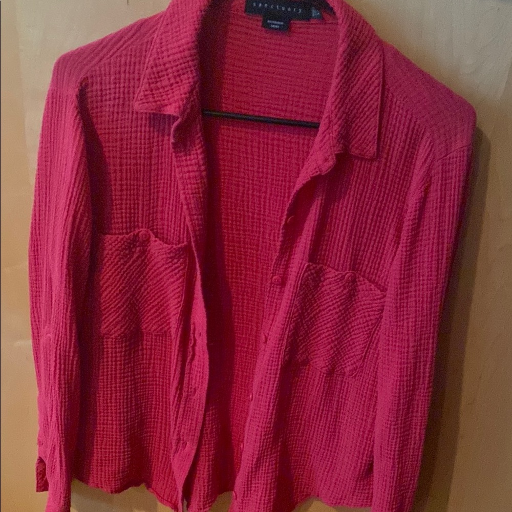 Sanctuary pink gauze button down